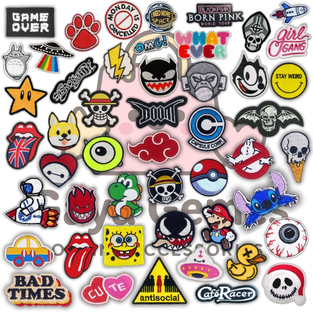 Patch Bordir Karakter Keren Anime & Logo – Jahit/Tempel Tas Jaket Celana