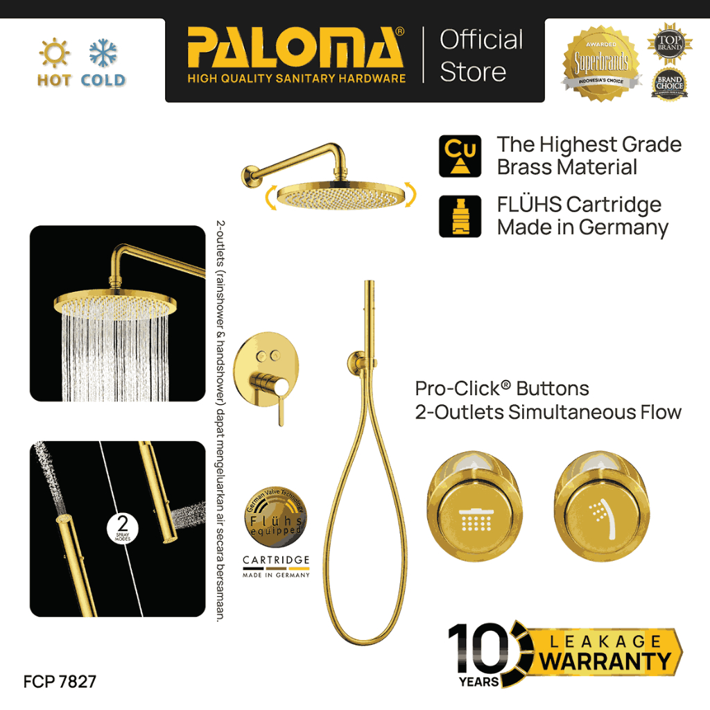 PALOMA FCP 7827 Keran Mixer Shower Keran Tanam Handshower Keran Wall Dinding Tembok Kran Air Brass K