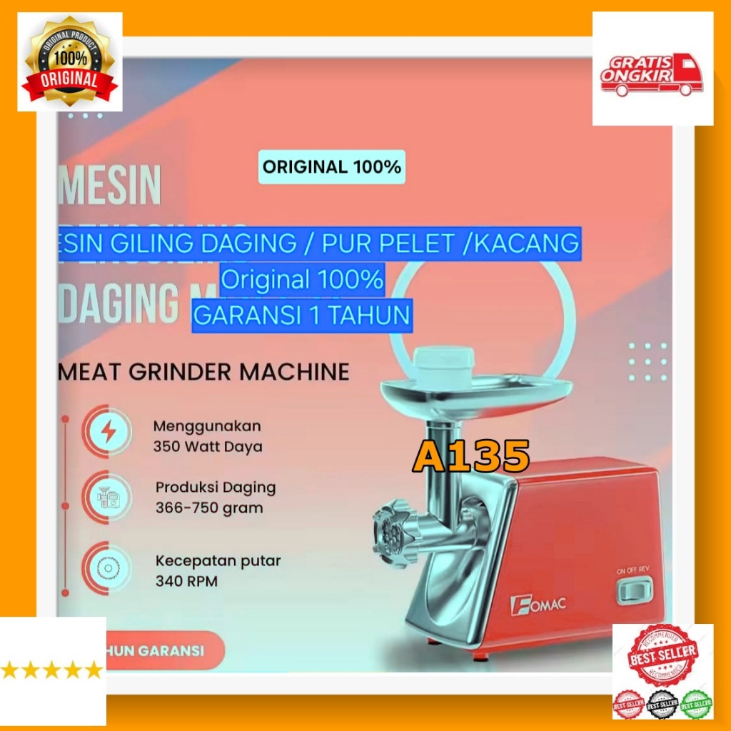 A135 Mesin penggiling daging 350w 350 W ORI 100% ALAT PERALATAN GILING PUR VOER SAYURAN KACANG PENGH