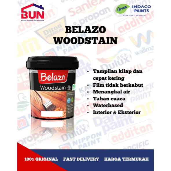 Politur Belazo Woodstain 1 Liter / Vernis Kayu Berbahan Air