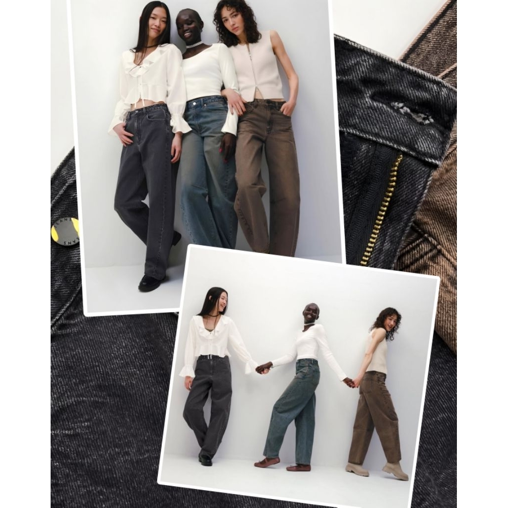 Celana Jeans Barrel Remaja Dewasa Perempuan GU