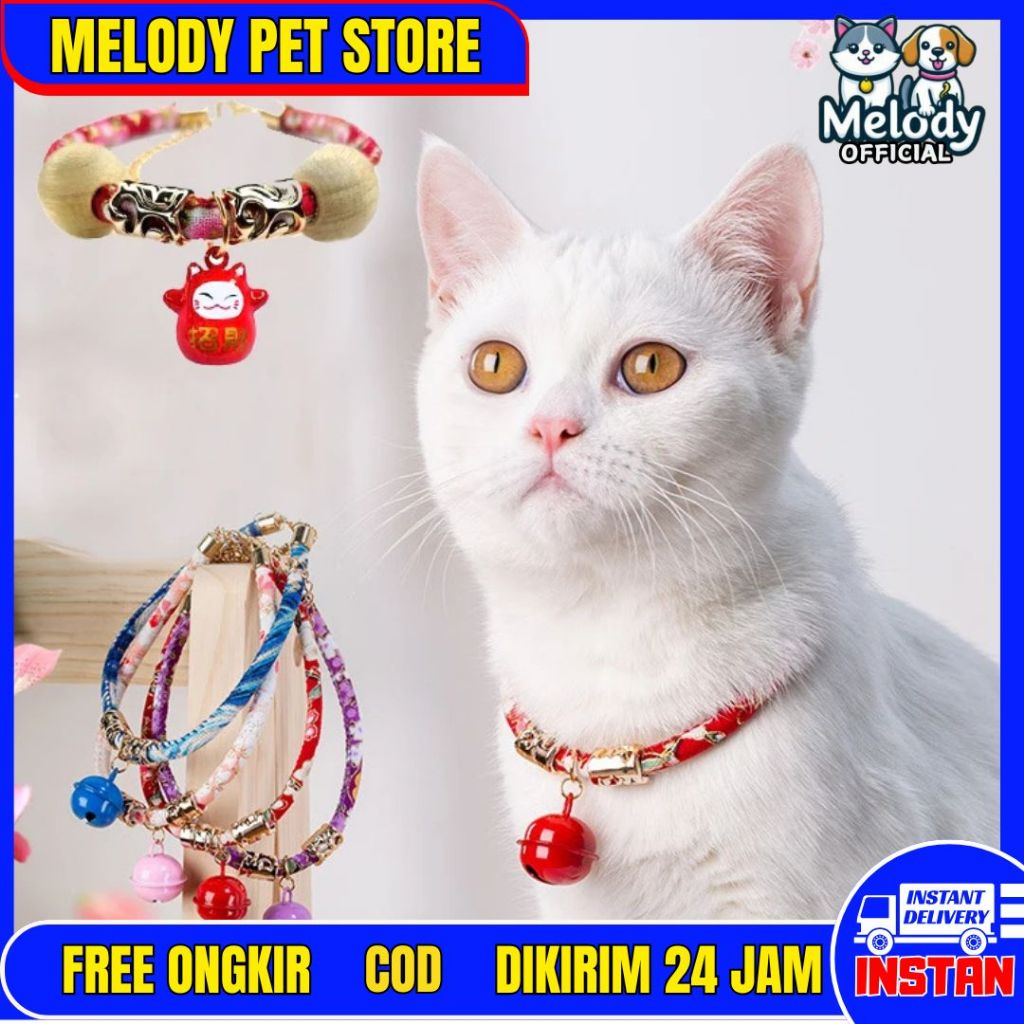 MELODYPS - kalung kucing Lonceng Stylish Jepang  Kalung Anti Kutu untuk Kucing & Anjing – Multifungs