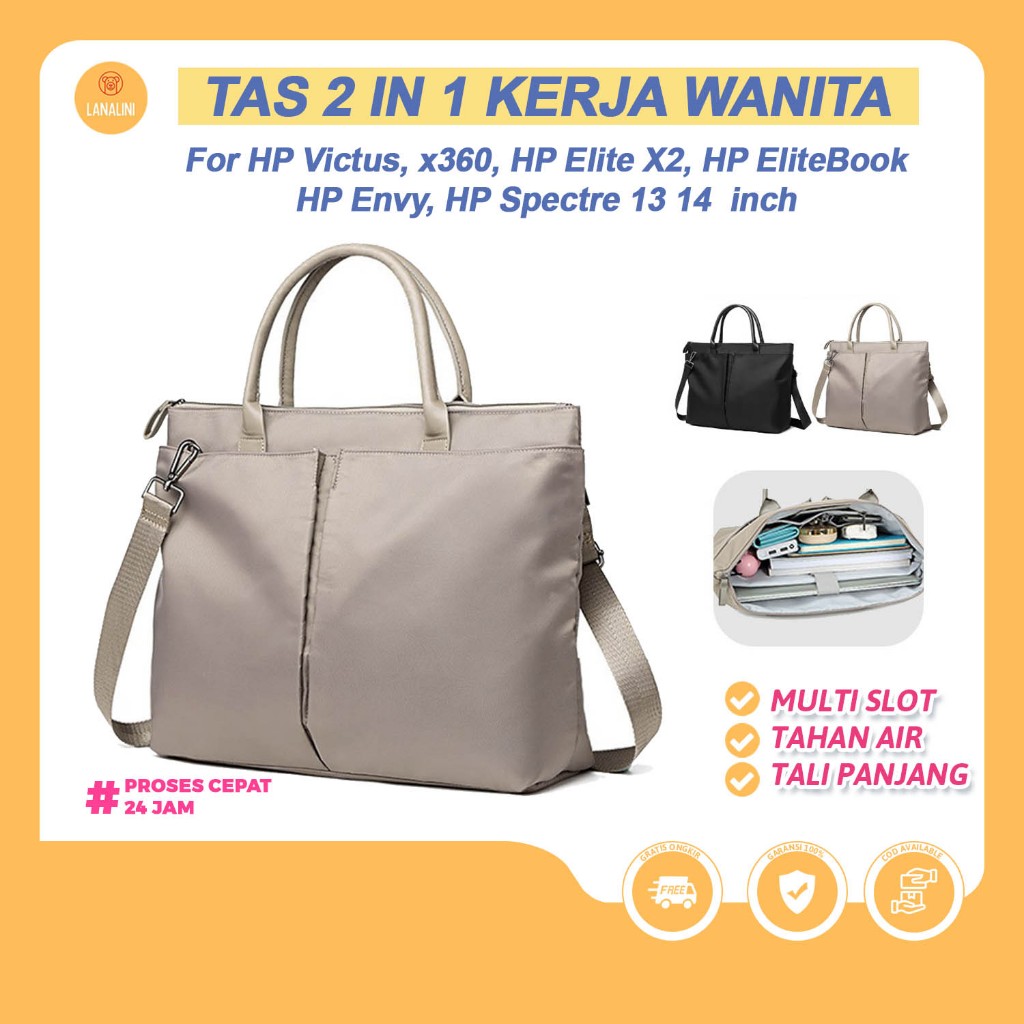 Tas Shoulder Bag Kerja Kantor Wanita Tali Strap Selempang Slempang Bahan Polyester Lapis Furing Size