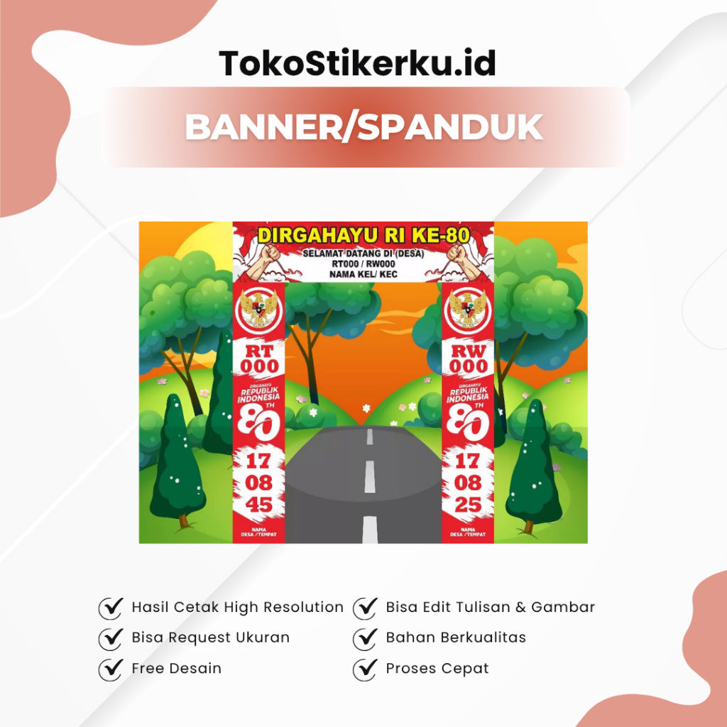 SPANDUK GAPURA HUT RI 80 | SPANDUK DIRGAHAYU | SPANDUK AGUSTUSAN | HUT RI