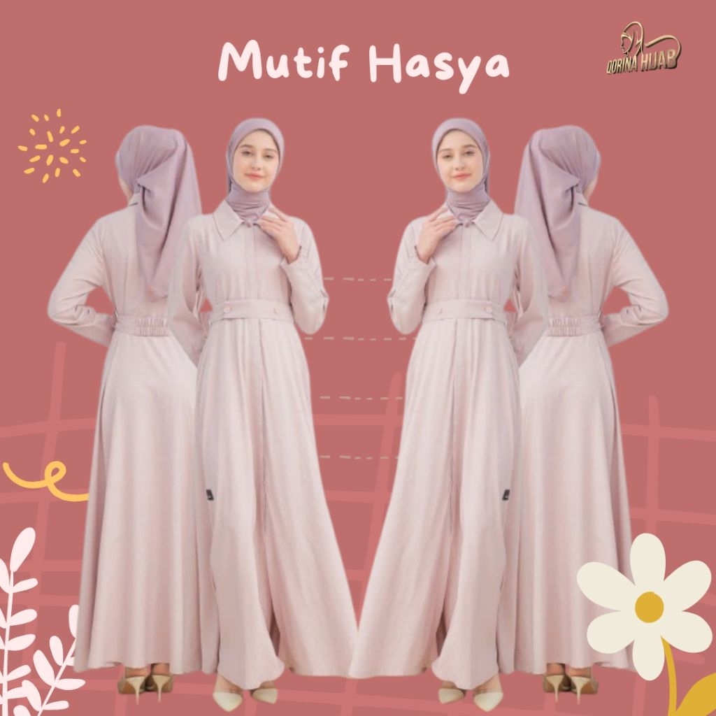 MUTIF HASYA pink dove / mutif pride / gamis mutif / gamis warna soft / gamis remaja / gamis hangout