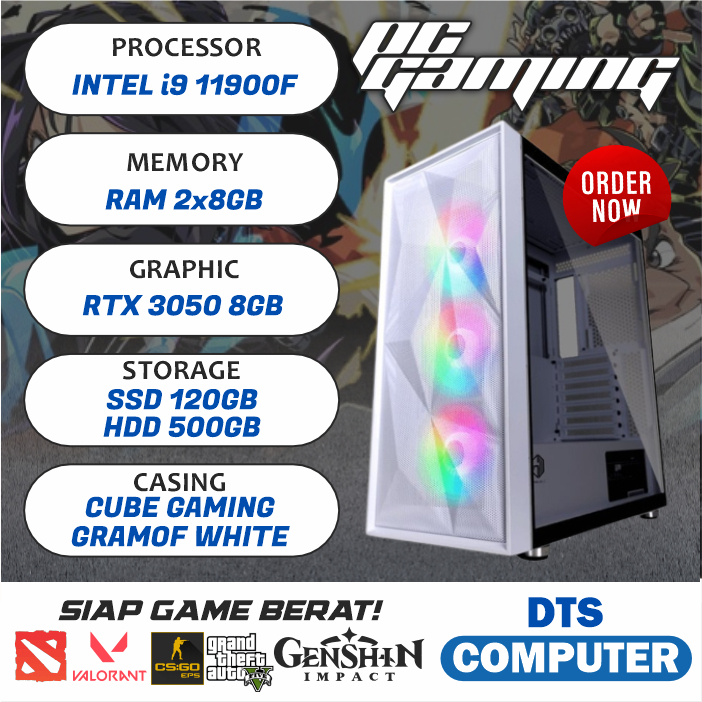 Pc High End | i9 11900F | RTX 3050 8GB | 16GB RAM | SSD 120GB + HDD 500GB | Siap Render
