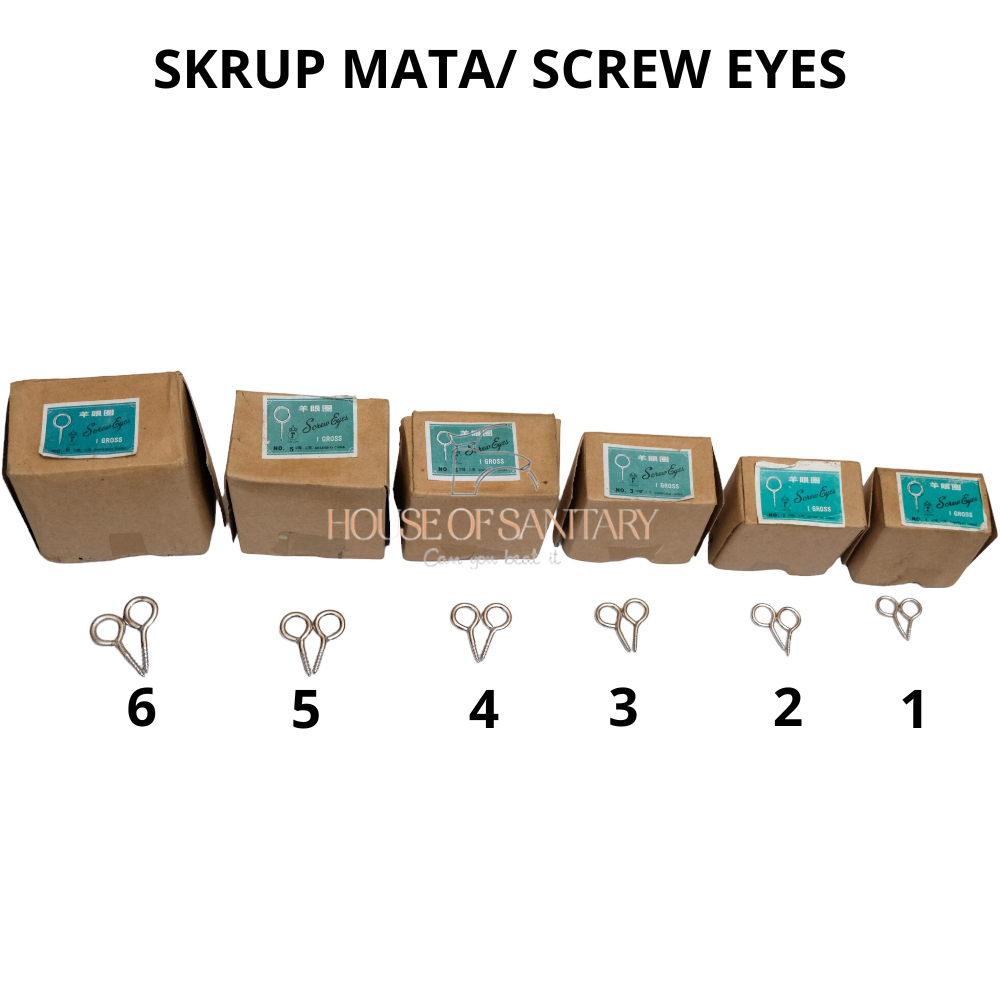 [Harga per 6 Pcs] Skrup Mata Tutup/ Skrup Hak/ Skrup Pancing/ Paku Ulir/ Skrup Hanger/ Skrup Gantung