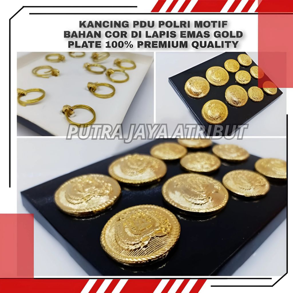 KANCING BAJU SERAGAM PDU POLRI | PERLENGKAPAN ATRIBUT POLRI EXCLUSIVE TERBARU PREMIUM QUALITY