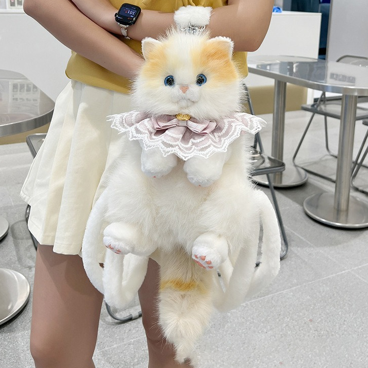 Tas Boneka Kucing Ransel Kucing Bulu Halus Tas Lucu Kucing Bagpack Cat model boneka kucing Bagpack r