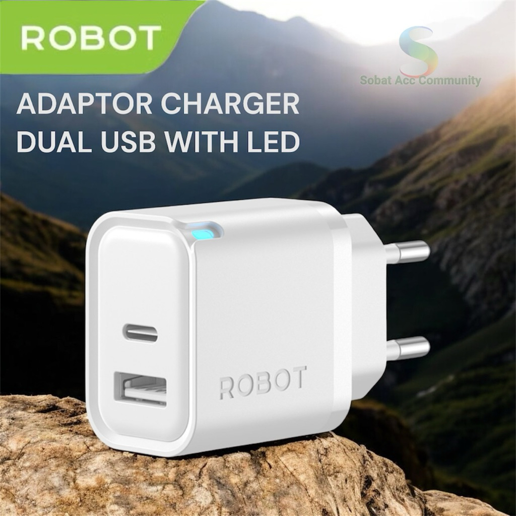 ROBOT Adapter Charger LED Fast Charging 12W Adaptor Kepala Charger 2.4A Multi Protection RT-K8 Pus S