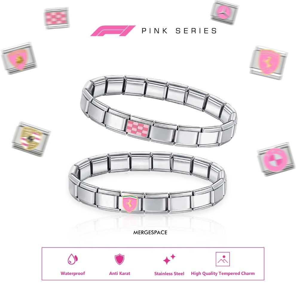 Merge - Premium quality Italian Charm Bracelet F1 Girl Edition (sudah berbentuk gelang)