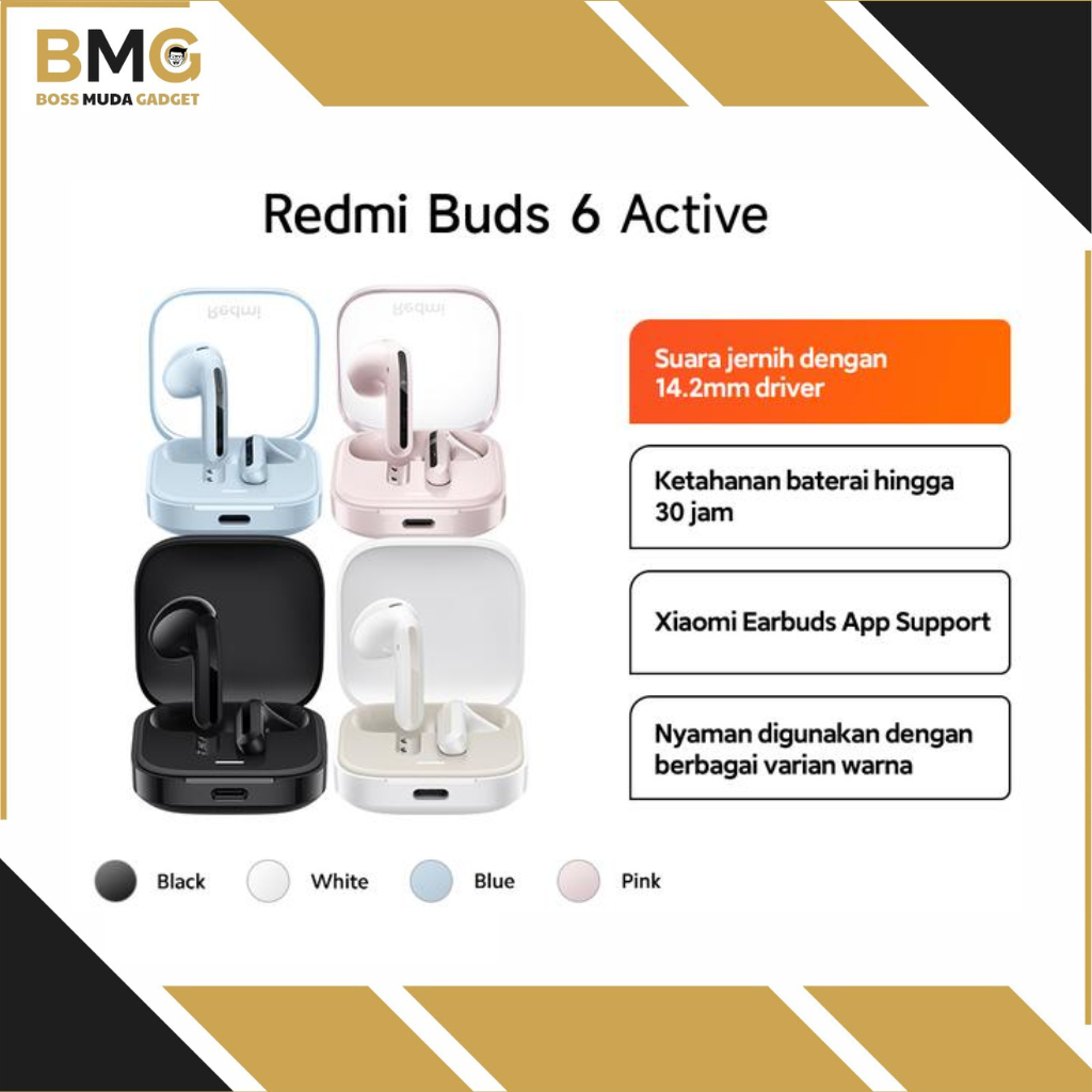 Xiaomi Redmi Buds 6 Active | Google Fast Pair | Audio Spasial | IPX 4 [Official Store]