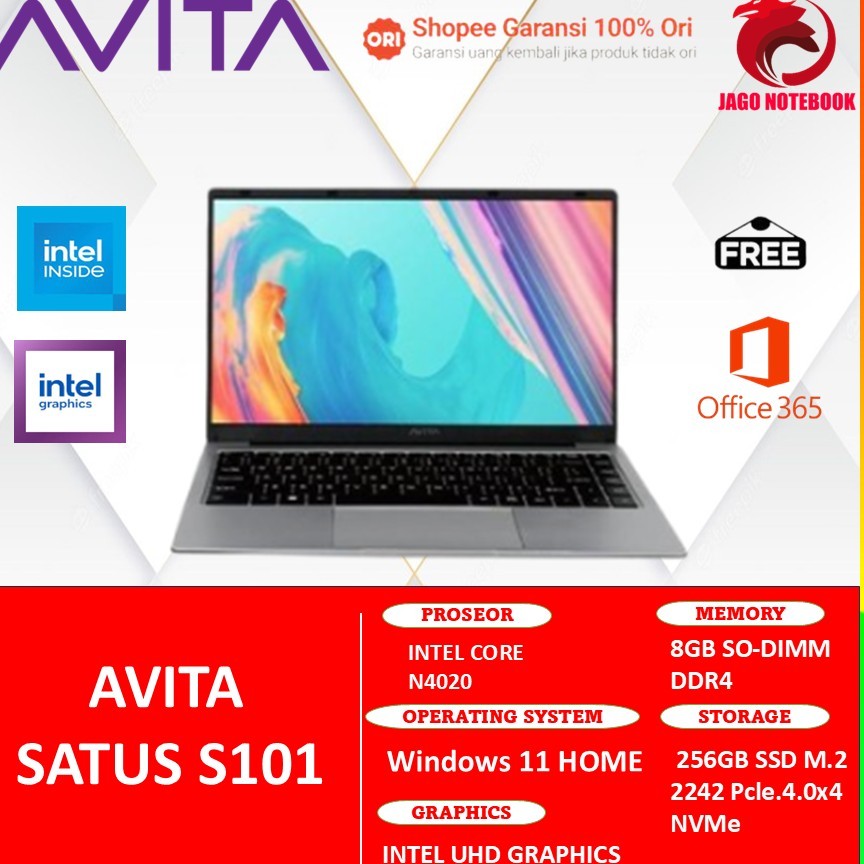 AVITA SATUS S101 N4020 8GB 256GB W11 14.0 SILVER