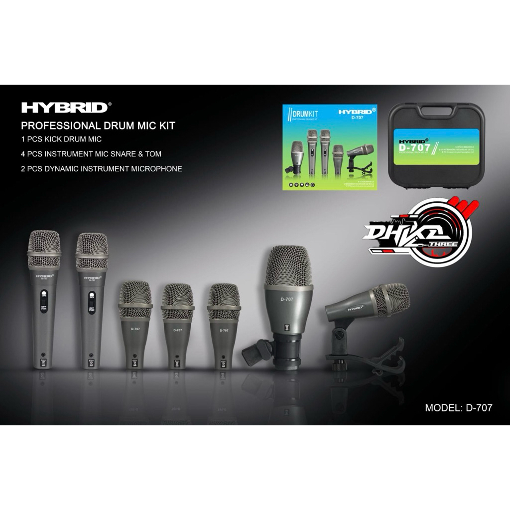 MIC DRUM SET HYBRID D707 KOPER ORIGINAL BARU / Mic Drum Set Hybrid D707 Koper Original baru / mic dr
