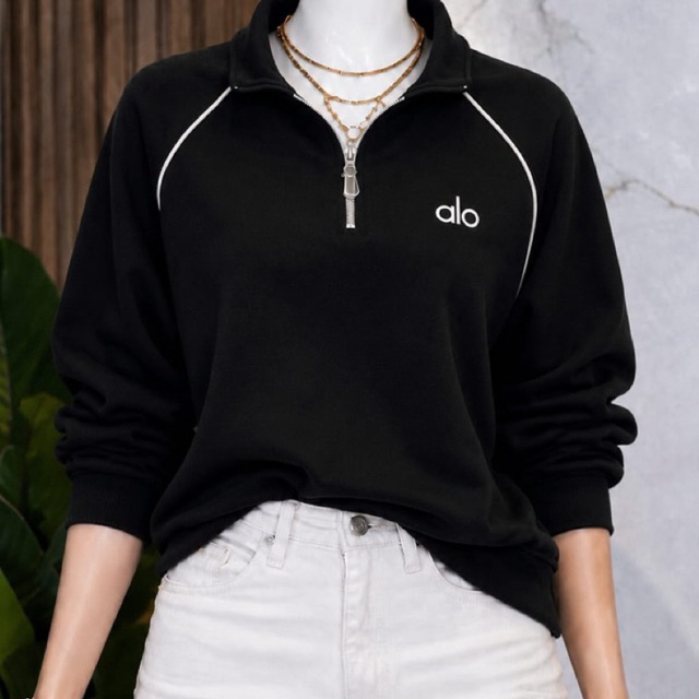 Aurora Half-Zip Sweater Premium Garis Nyala