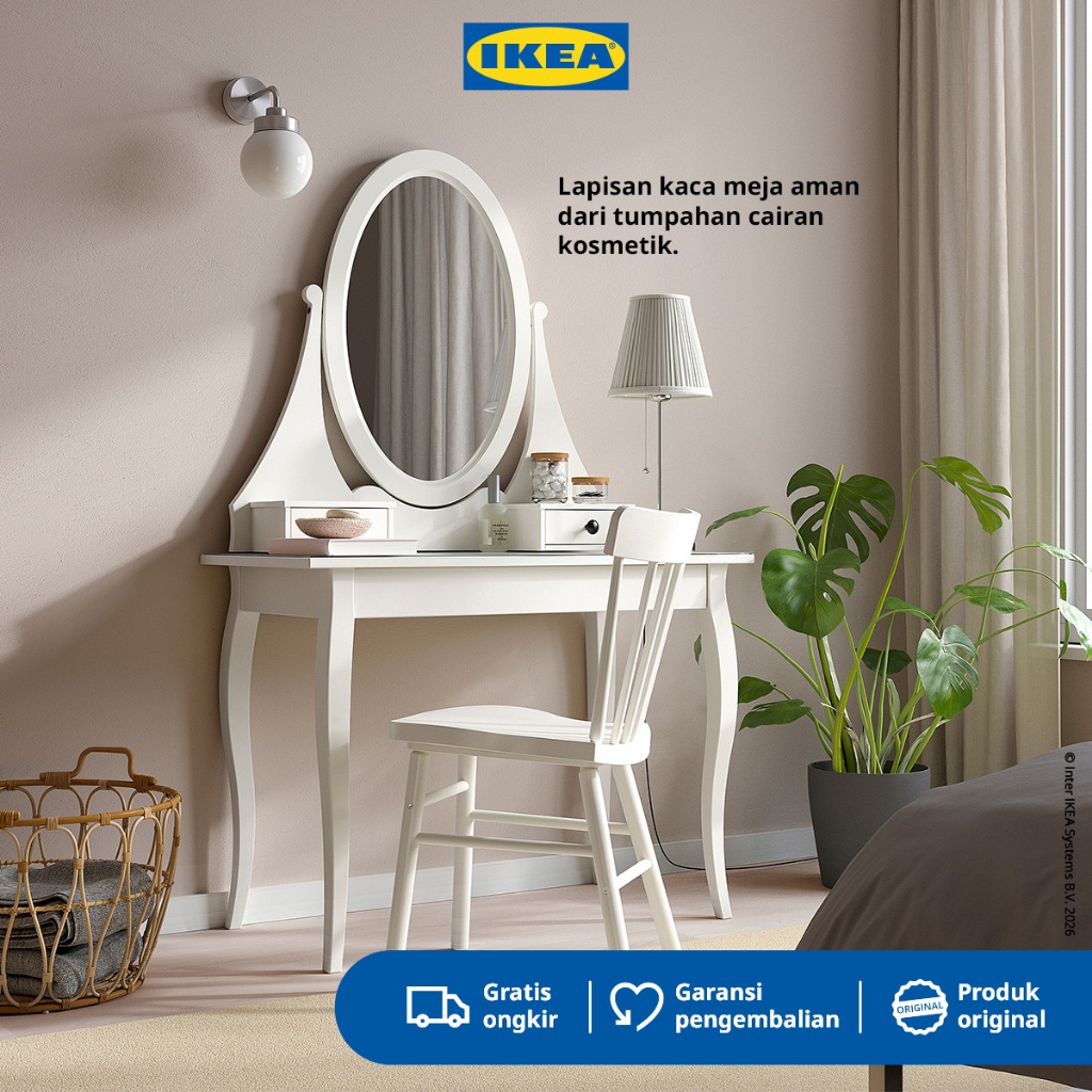 IKEA HEMNES Meja Rias Dengan Cermin Putih 100x50cm