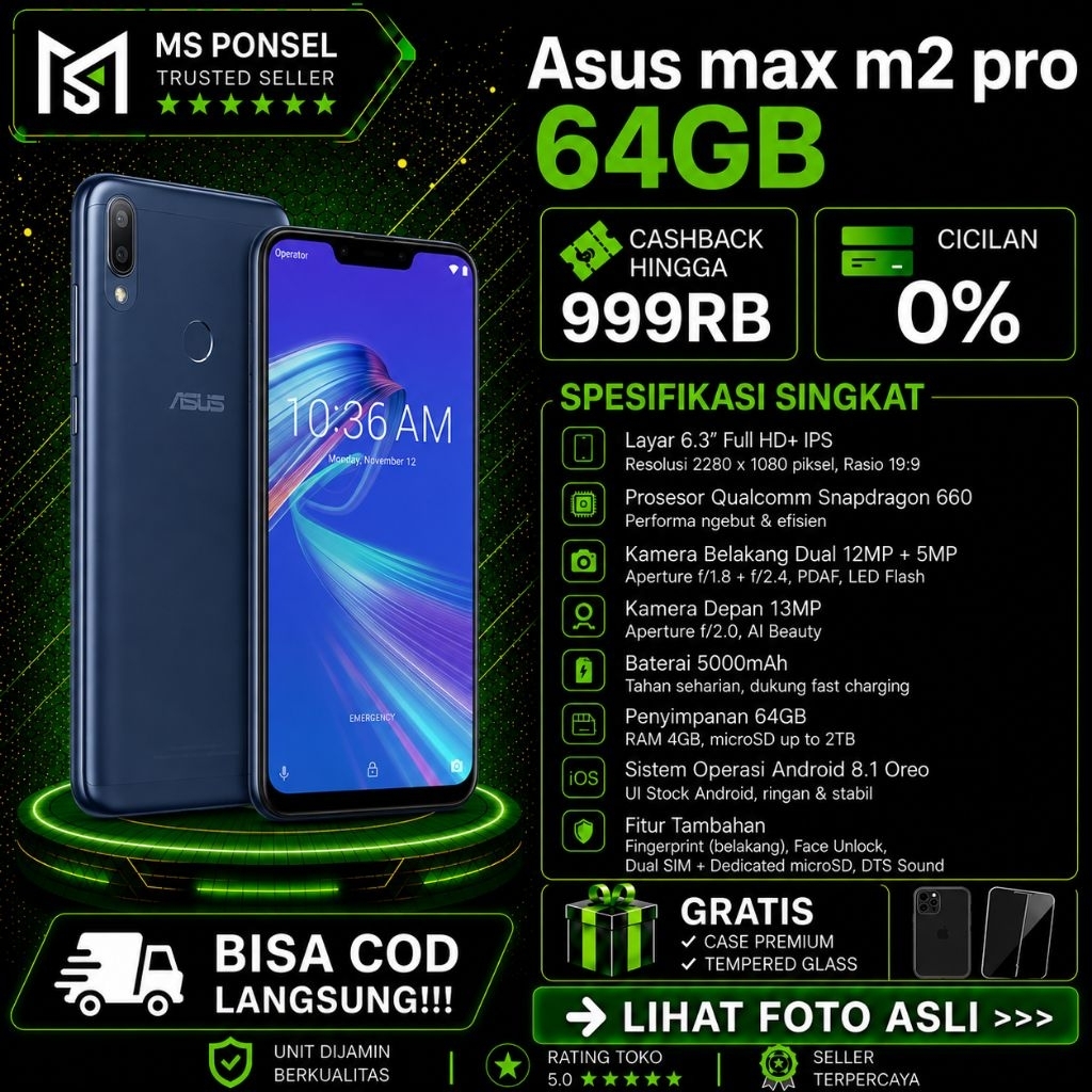 Asus max m2 pro 6GB/64GB |Second bergaransi original