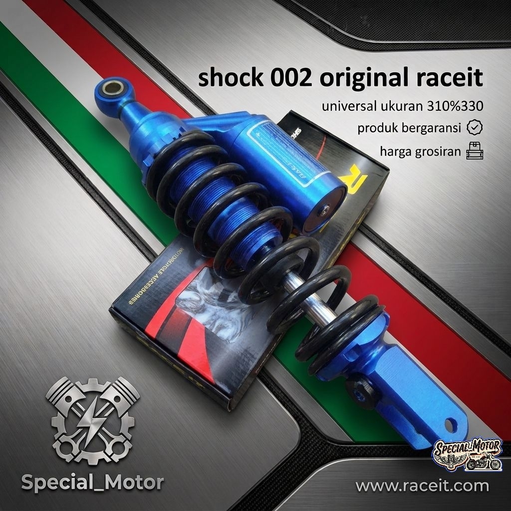 SHOCKBREAKER BELAKANG ORI RACEIT TABUNG ATAS MODEL GOG YSS SHOCK MATIC WARNA BIRU VARIO MIO BEAT DLL
