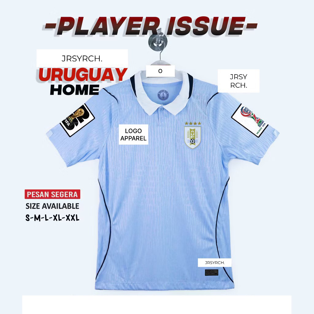 JERSEY BOLA URUGUAY HOME 2025/2026 PLAYER ISSUE HIGH QUALITY