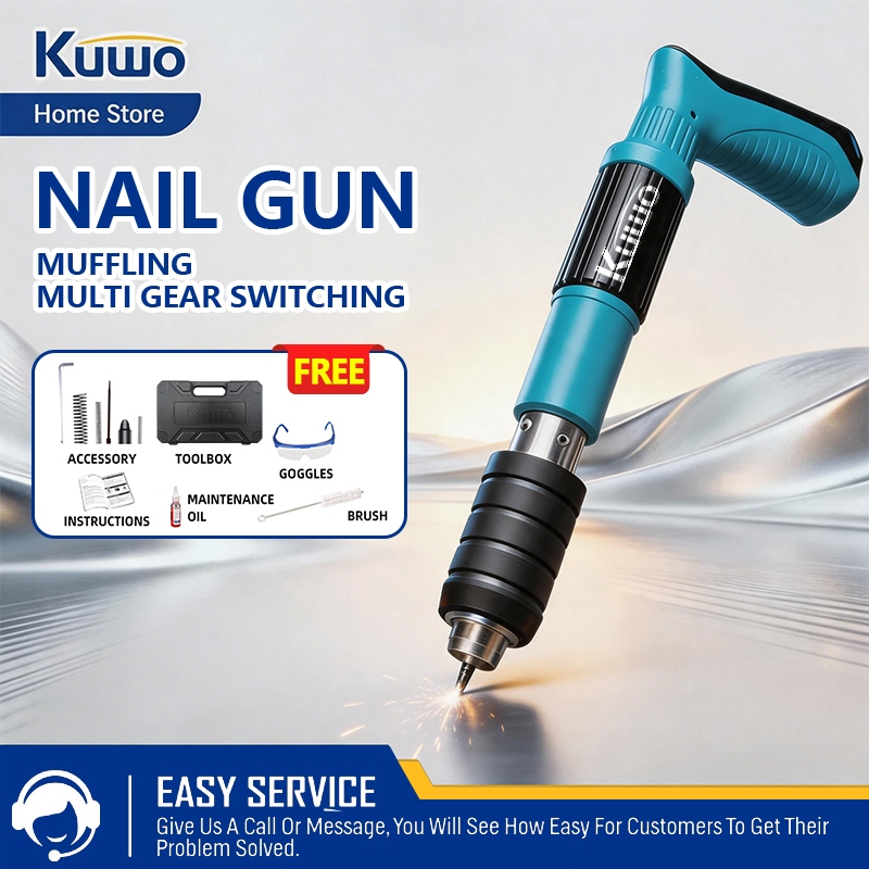 Kuwo Nail Gun Cordless Nail Gunner Concrete Heavy Duty Threaded Nail Nail Punch Gun Rivet Gun 5 Spee