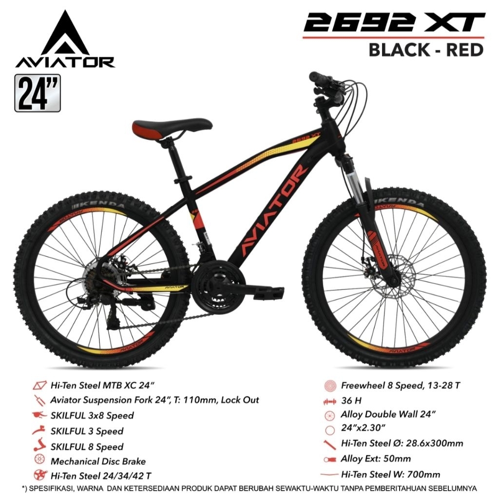 Sepeda MTB 24 Aviator 2692 XT/Sepeda gunung Aviator 2692 XT