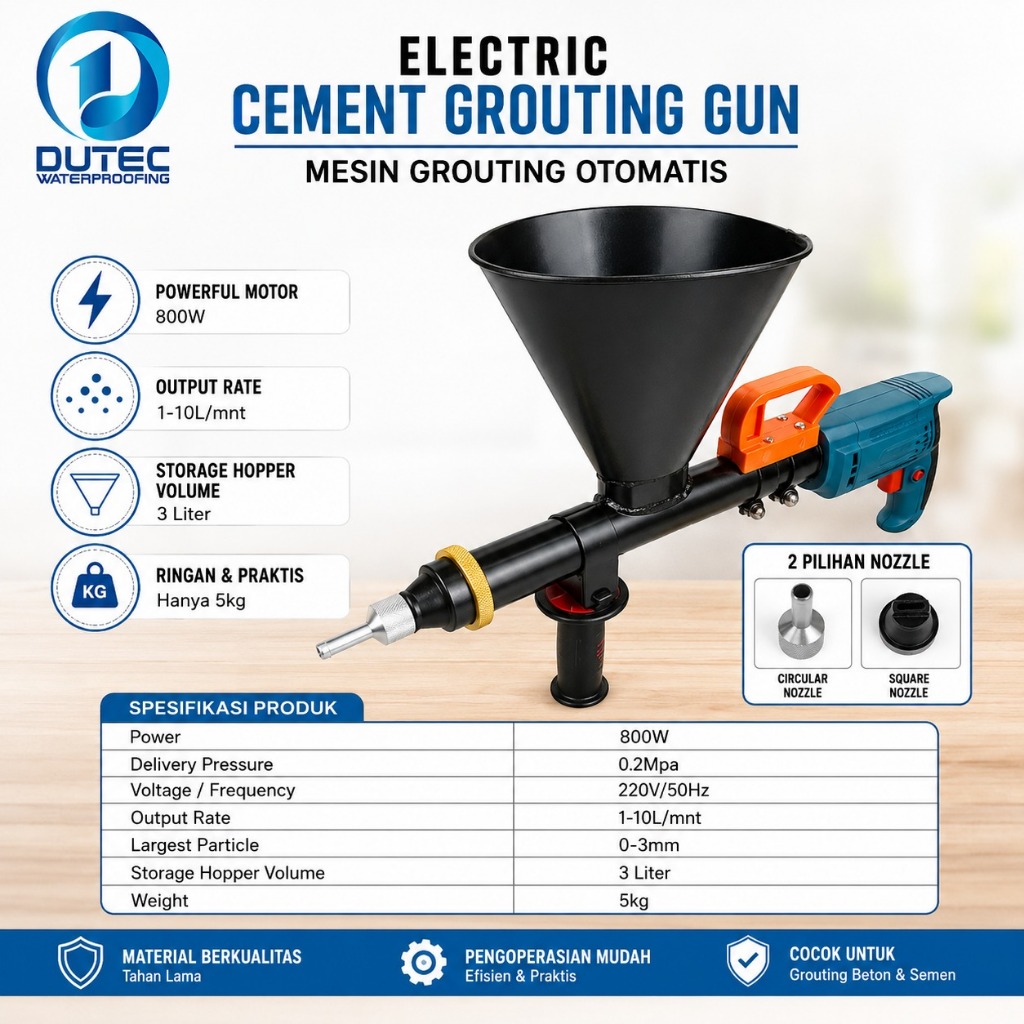 DUTEC Electric Cement Grouting Gun Mesin Grouting Elektrik Semen Otomatis