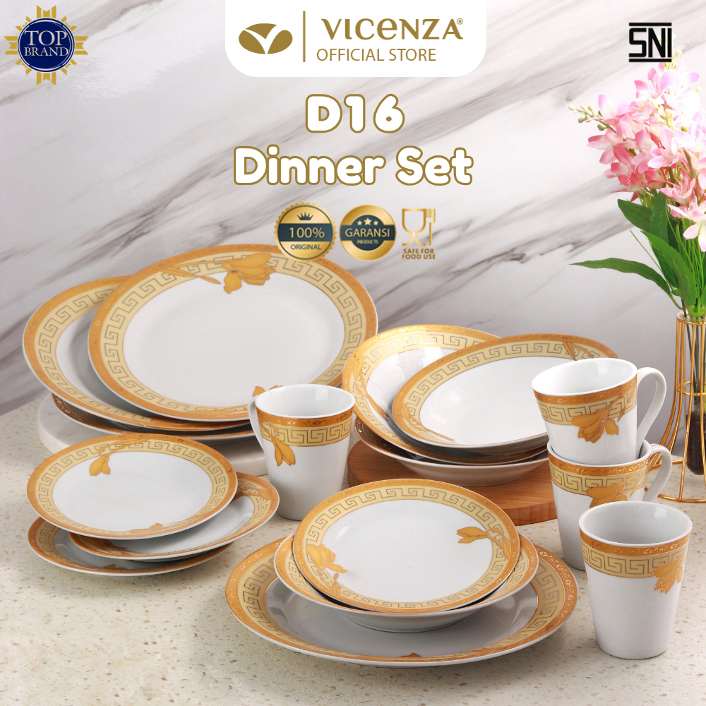 Vicenza Dinner Set Perangkat Makan Piring Gelas D16 Motif