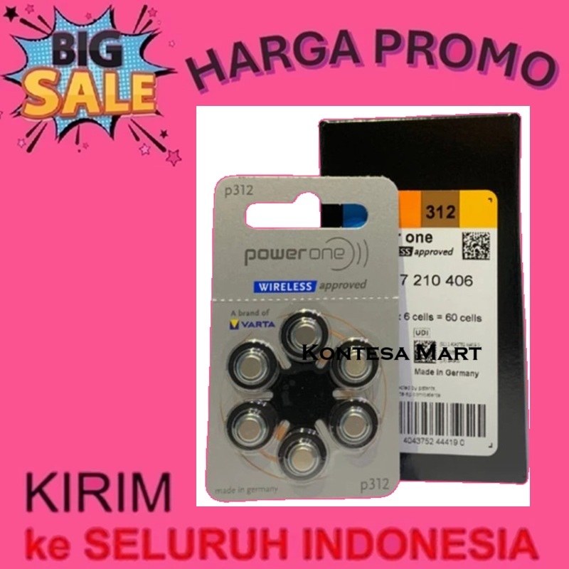 Alat Pendengaran Telinga Baterai  Powerone P312 Kinerja Kuping Dengar Power One P 312