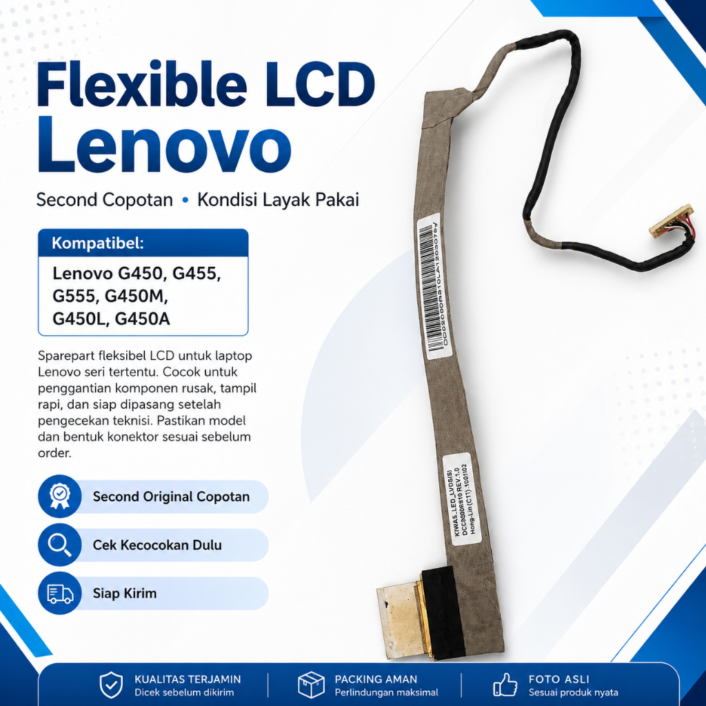 Kabel Flexible LCD Lenovo G450 G455 G555 G450M G450L G450A Second Copotan | Sparepart Laptop Lenovo