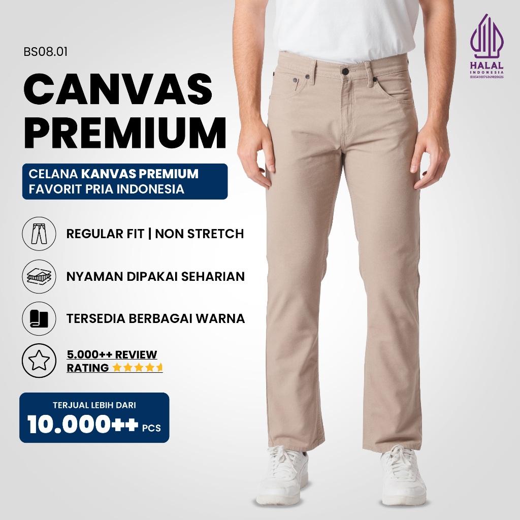 Emba Denim - BS08.01 Celana Panjang Pria Kanvas Premium Regular New Tebal Smart, Casual dan Long Pan