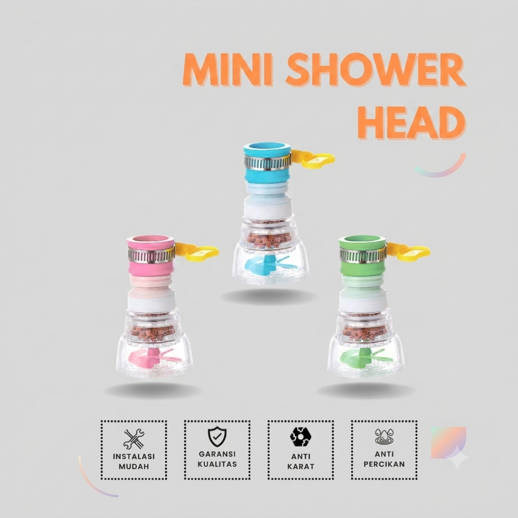 Mini Shower Head / Sambungan Kran Air Cuci Piring Fleksibel / Sambungan Keran Air
