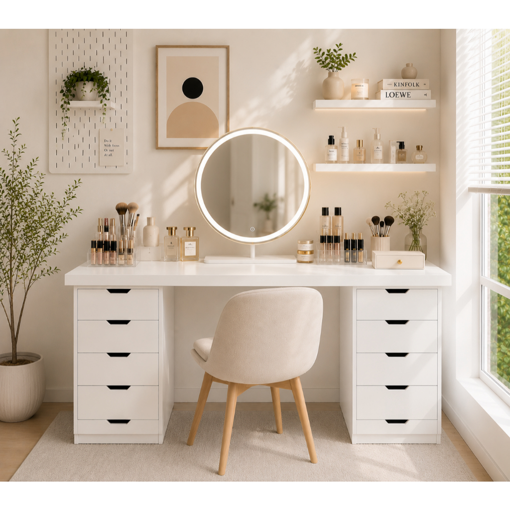 Nordic Meja Komputer Jumbo 2 Laci Ukuran 160 cm