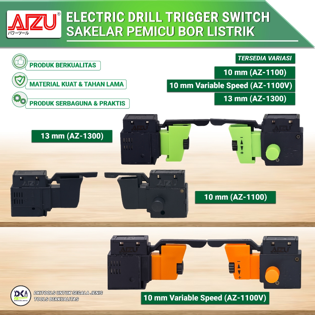 AIZU Switch Saklar Mesin Bor Listrik 10mm Variable Speed 13mm On Off