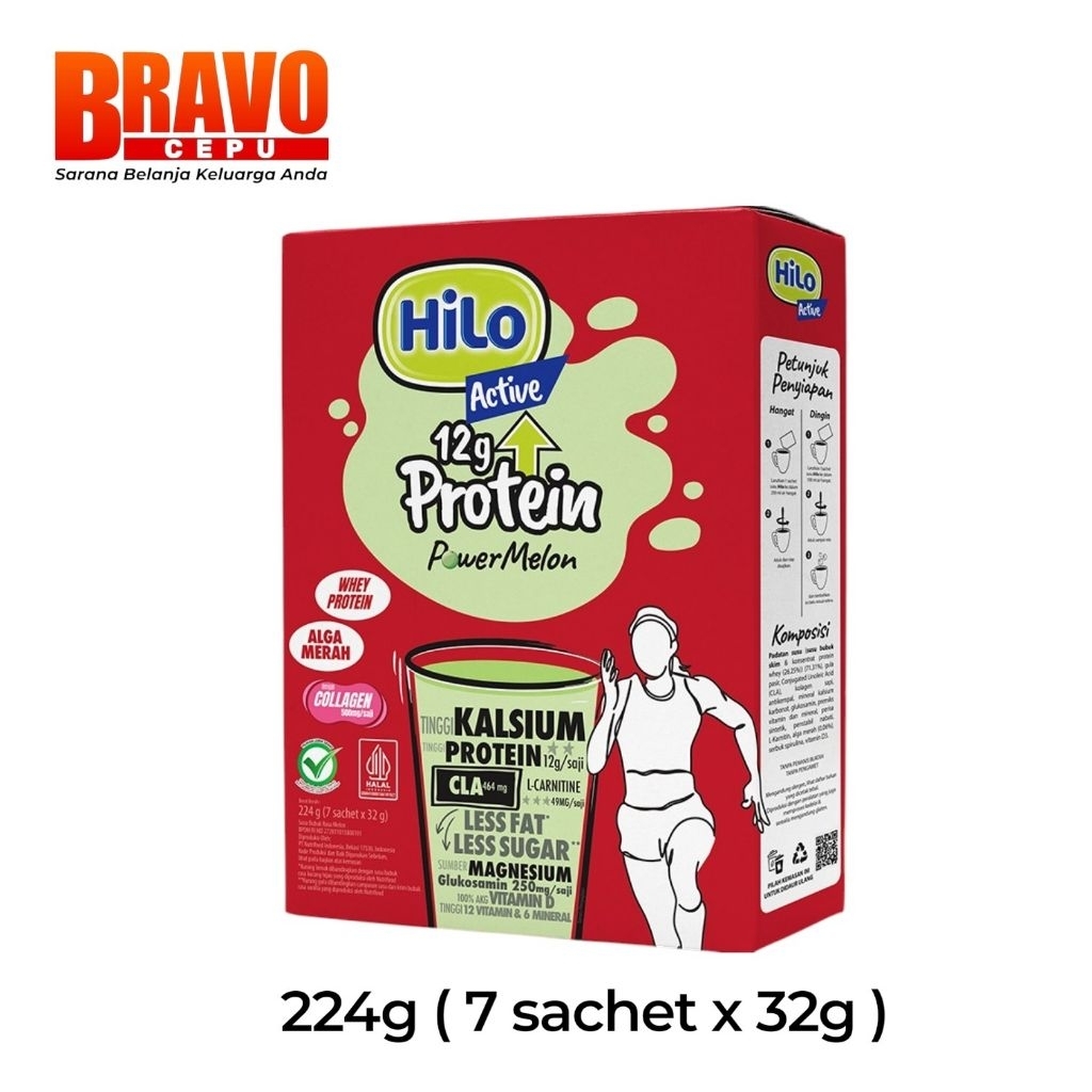 HiLo Active Power Melon//Susu Hilo//224g ( 7 sachet x 32g )