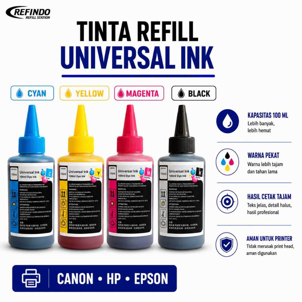 Tinta Refill Universal Cartridge Printer HP 678 680 802 803 46 682
