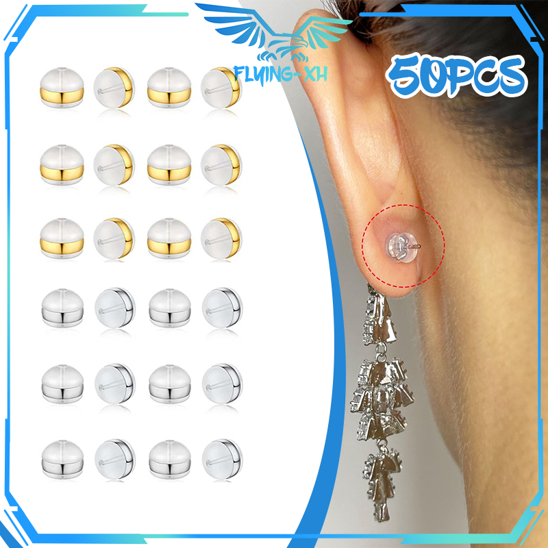 Belakang Anting Tusuk Tidak Goyang Tutup Anting Tusuk 50pcs T Ganjalan Anting Bantalan Anting Tusuk
