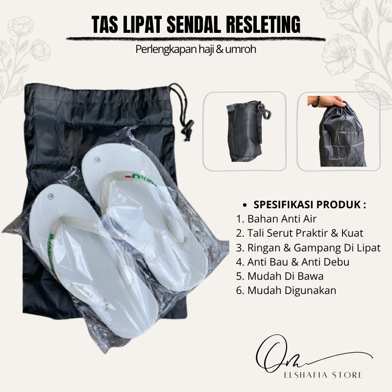 Tas Lipat Kantong serut Traveling Perlengkapan Haji umroh | Tas Sendal Waterproof Travel BY ELSHAFIA