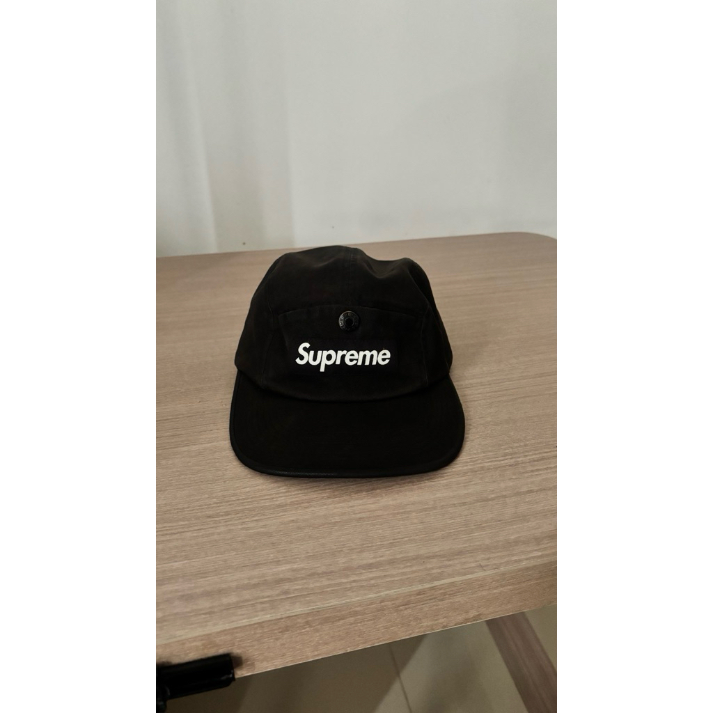 supreme snap button camp cap black