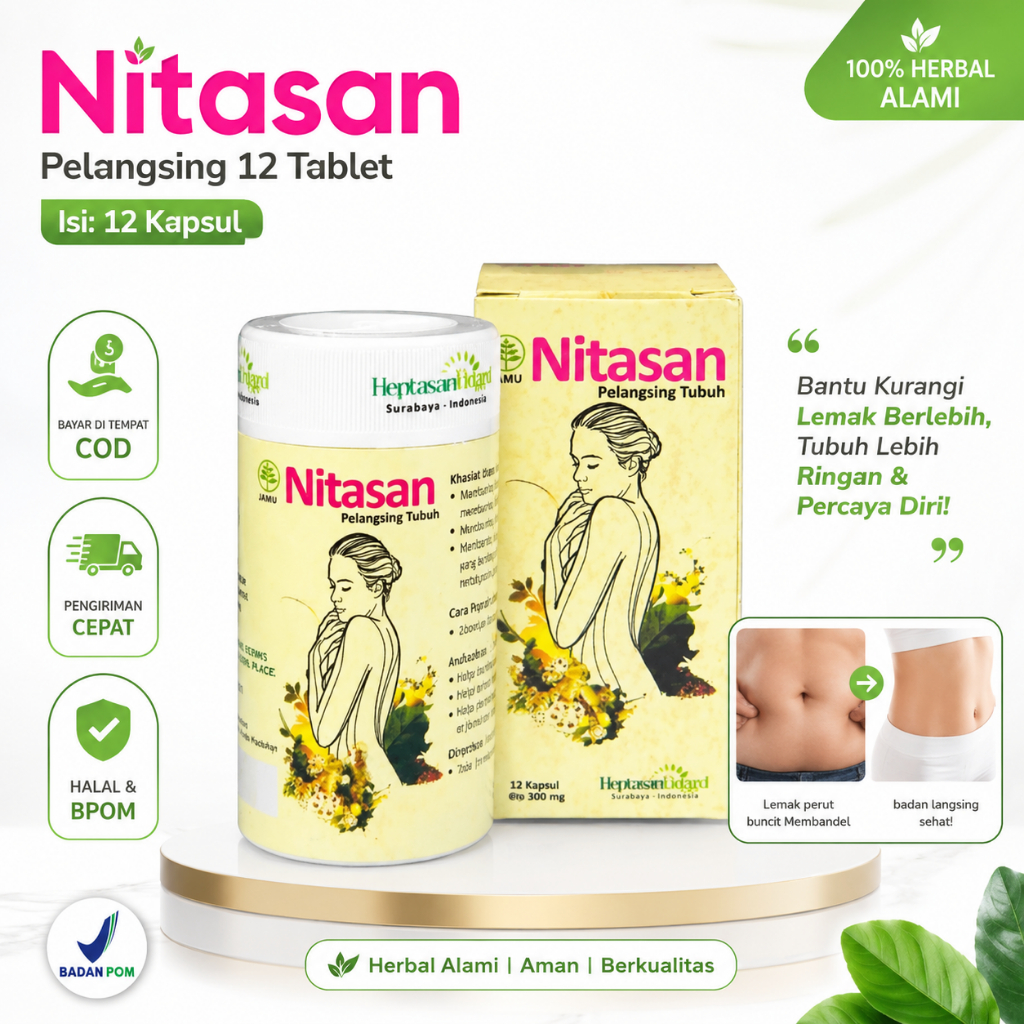Nitasan Pelangsing 12 Tablet Herbal Asli Original Suplemen Diet Pembakar Lemak Tubuh Bantu Menjaga B
