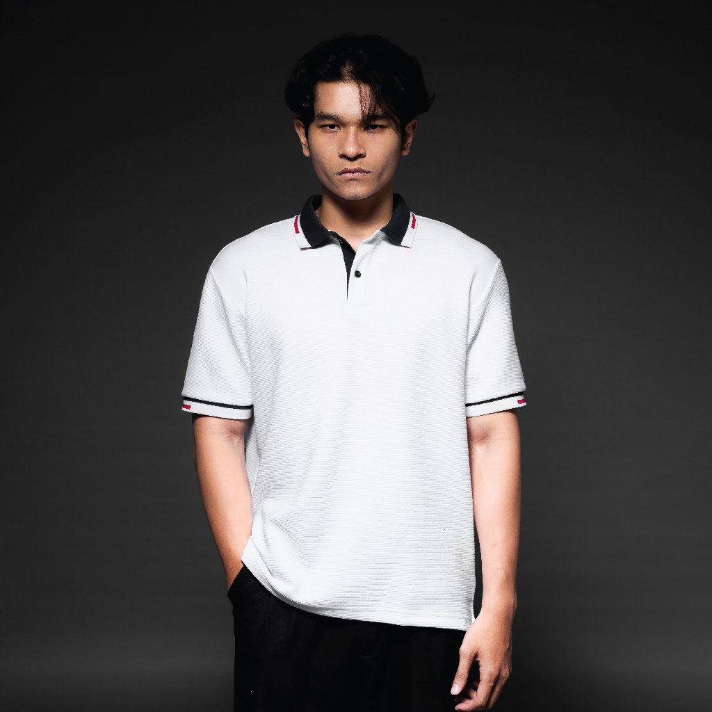 POSHBOY Polo Shirt Pria Warna White - Kaos Polo Pria Lengan Pendek Harlem