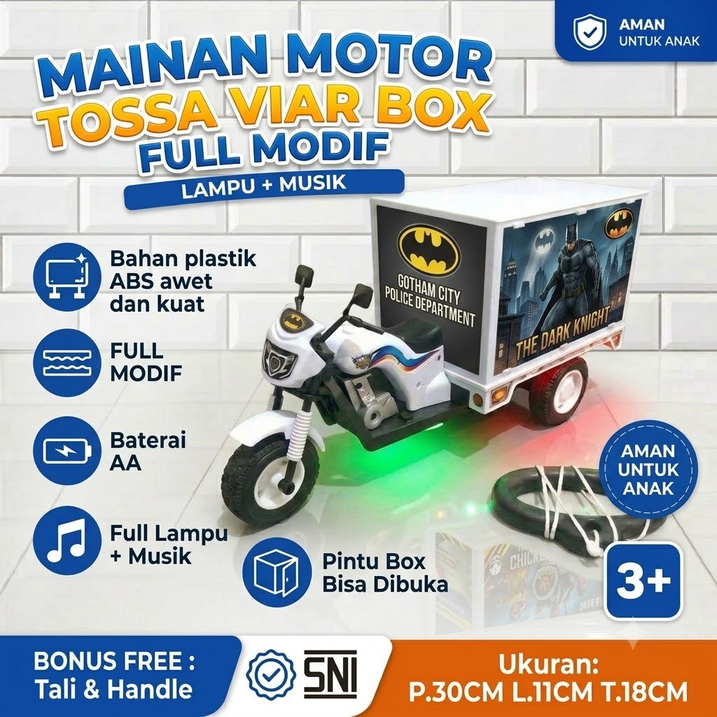Mainan Motor-Motoran Tossa Viar Box MODIF Lampu & Musik - Hadiah Anak Laki-Laki