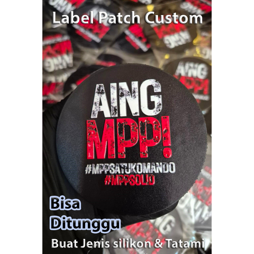 Label patch custom desain bebas harga murah proses cepat desain 3D bahan silikon tatami dan hologram