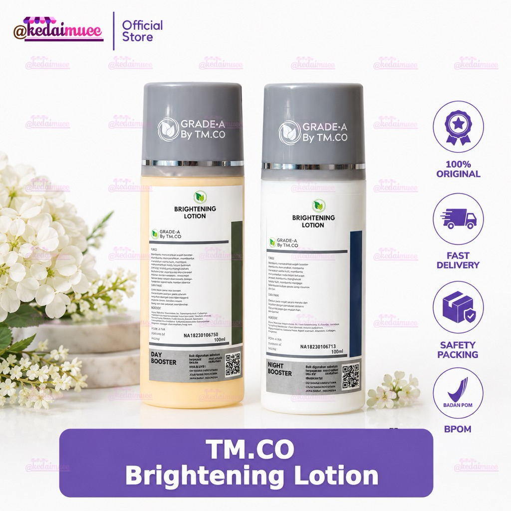 Lotion Grade A by Tmco | Paket Injeksi Booster Pagi dan Malam Lotion Siang Malam Pemutih Badan