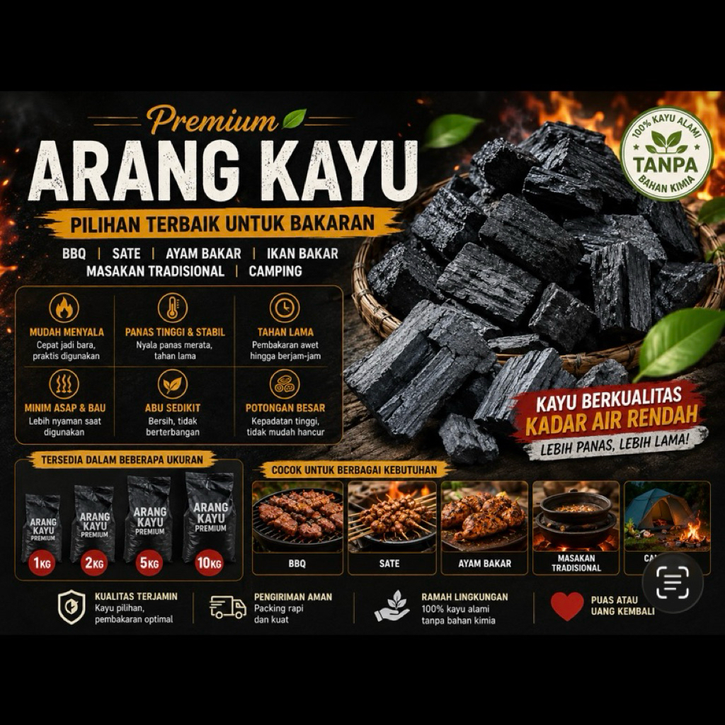 arang kayu/areng kayu keras super murni berkualitas