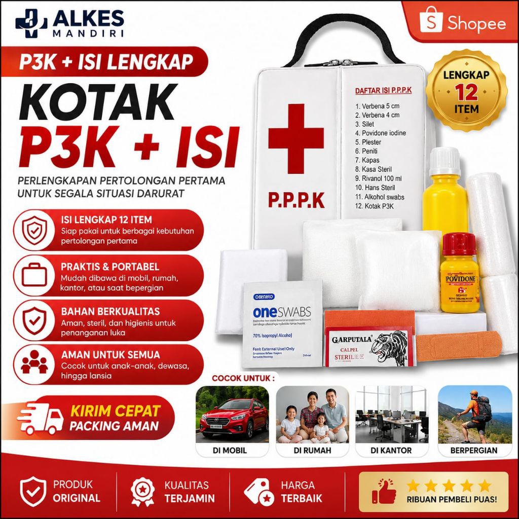 Kotak P3K  mobil / kotak P3K box isi komplit minimalis