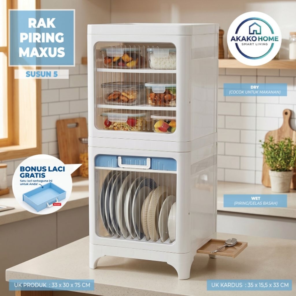Lemari food cabinet / Rak piring plastik / box serbaguna lemari multifungsi