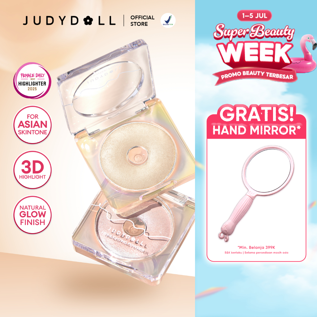 Judydoll Donut Highlighting Powder - 4gr - Highlighter Powder Makeup Douyin Untuk Hasil Highlight 3D