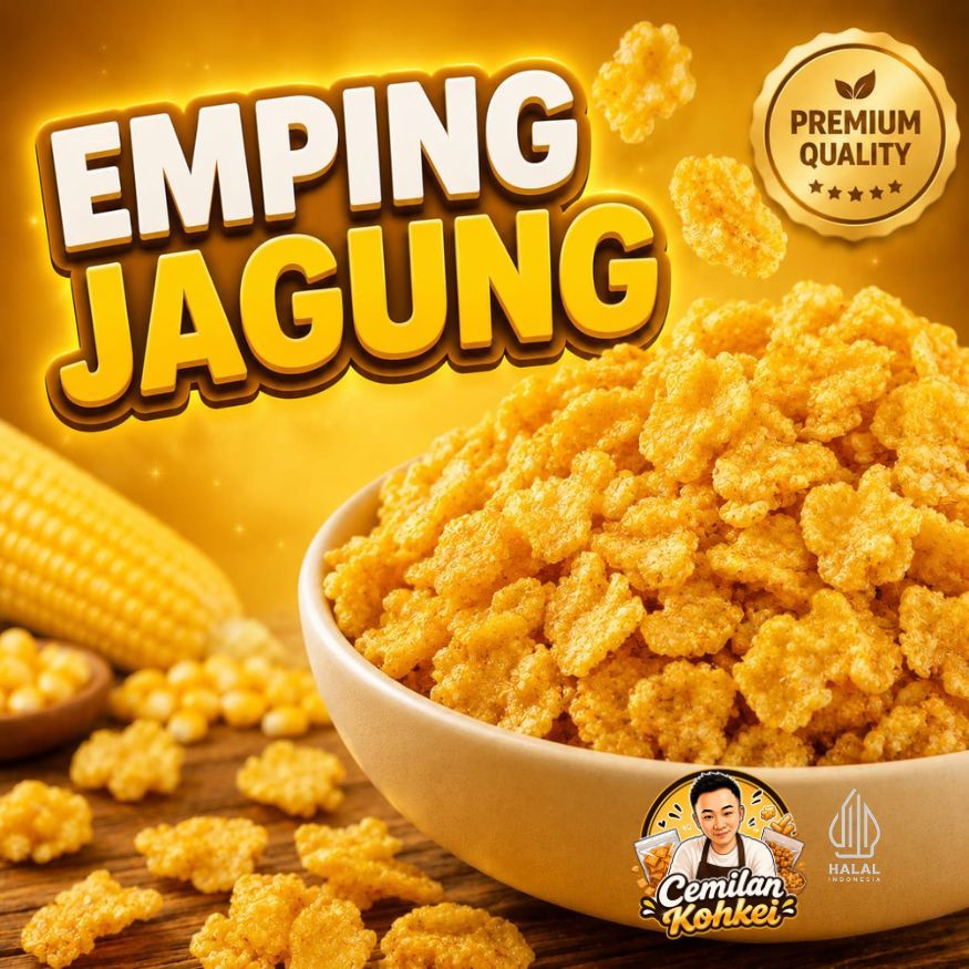 Emping Jagung Pedas Asli Manis Gurih Renyah Kripik Cornflakes Jajanan Tradisional Cemilan Snack Pouc