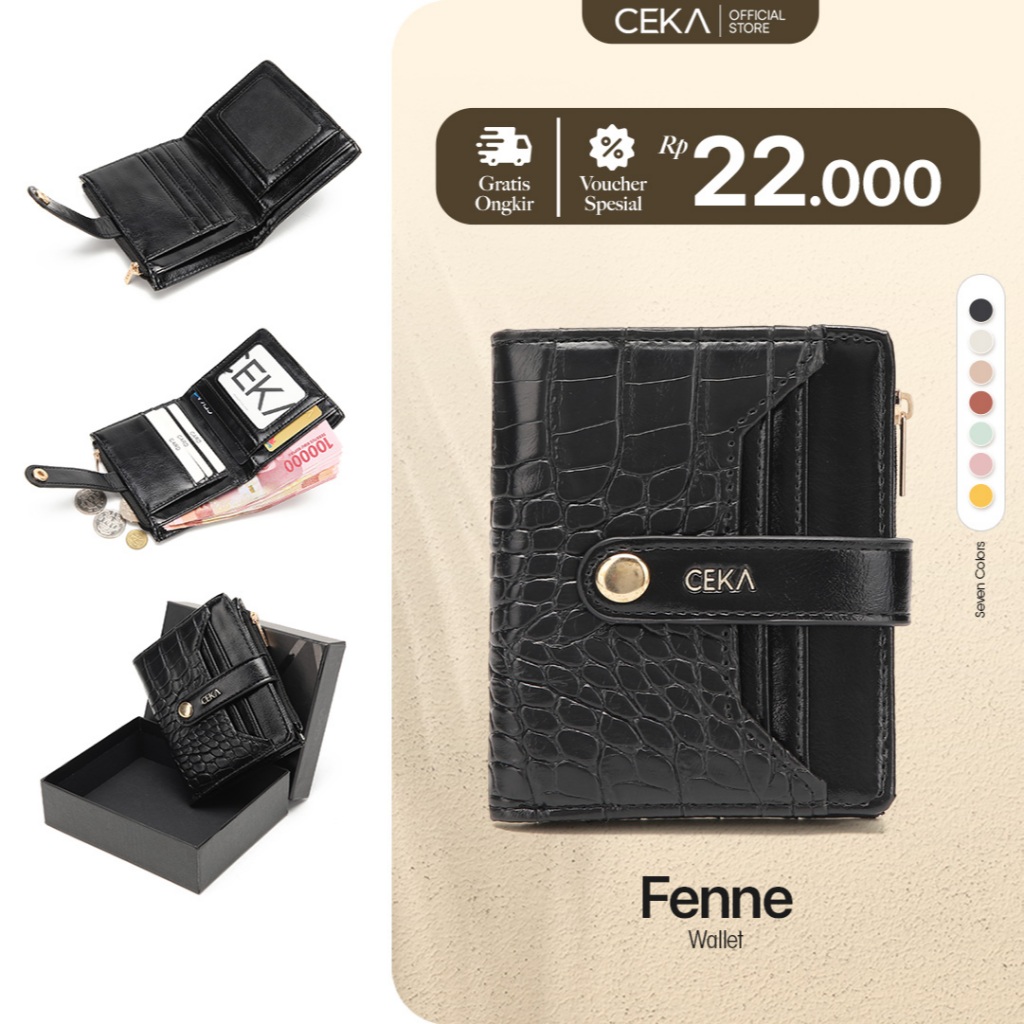 [FREE BOX] CEKA Dompet Wanita Import Kartu Dompet Uang Cewek Kecil Dompet Pendek Wanita Kulit Croco 