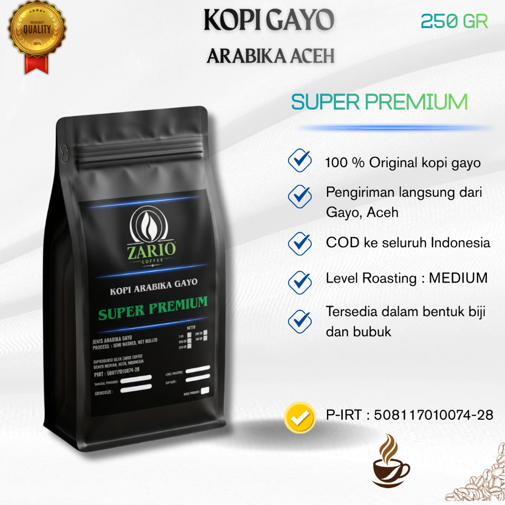 KOPI FINE ROBUSTA GAYO 250GR FINE ROBUSTA